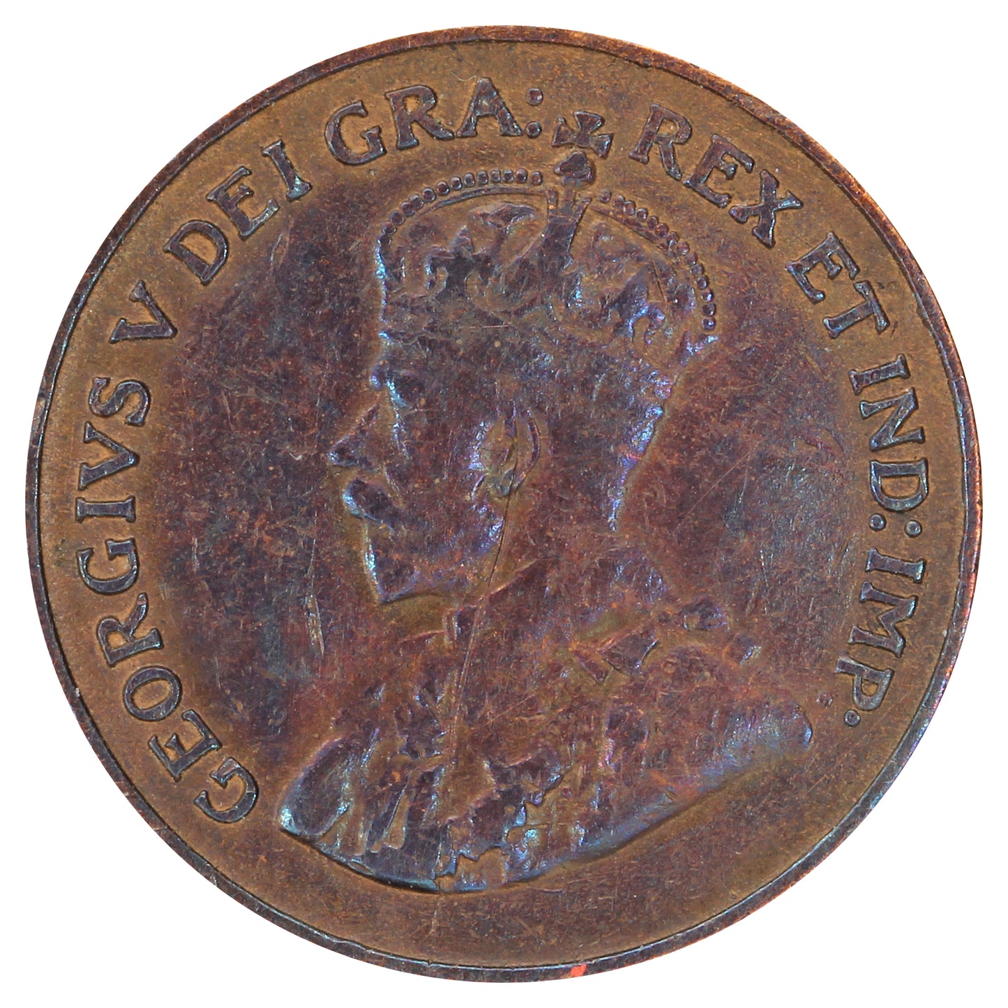1922 Canada 1-cent F-VF (F15) Scratched, Cleaned, or Impaired