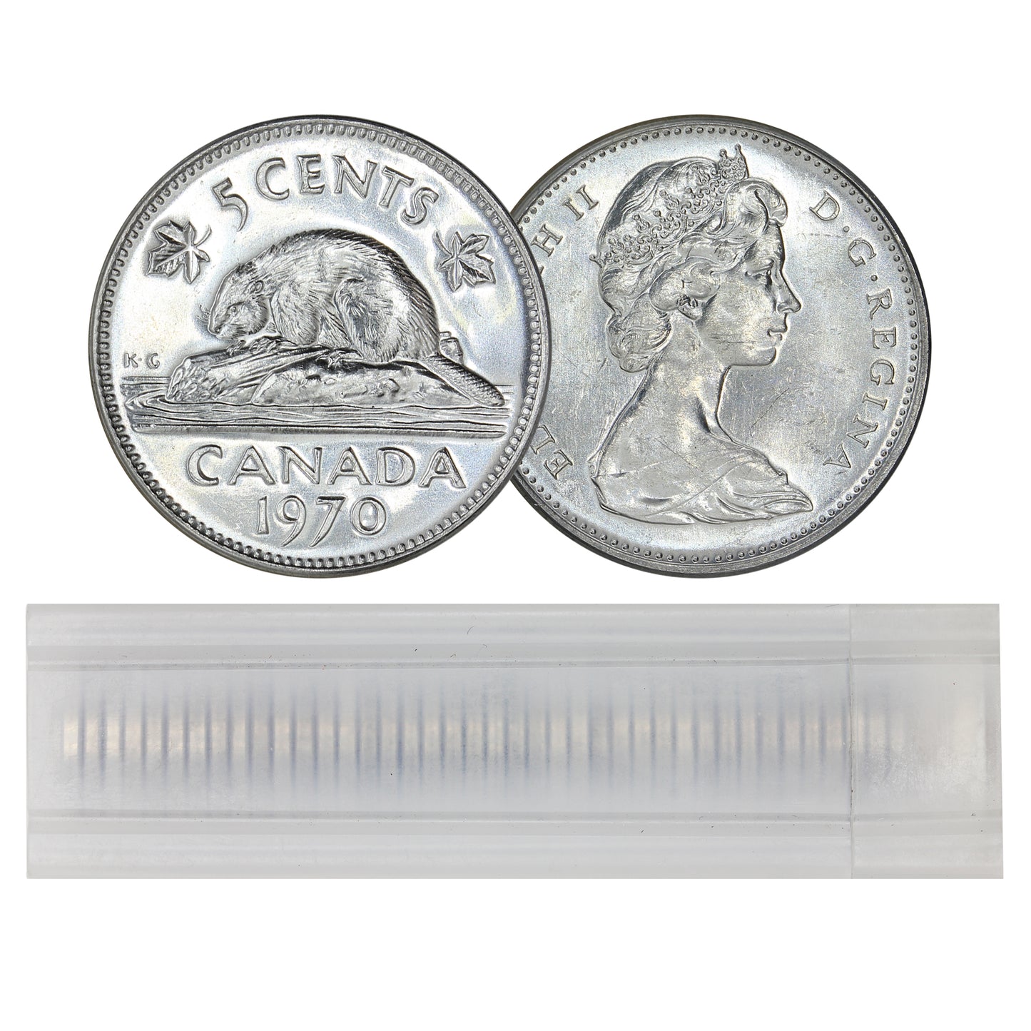 1970 Canada 5-cent Roll of 40Pcs, Appear Mint State (Some toned)