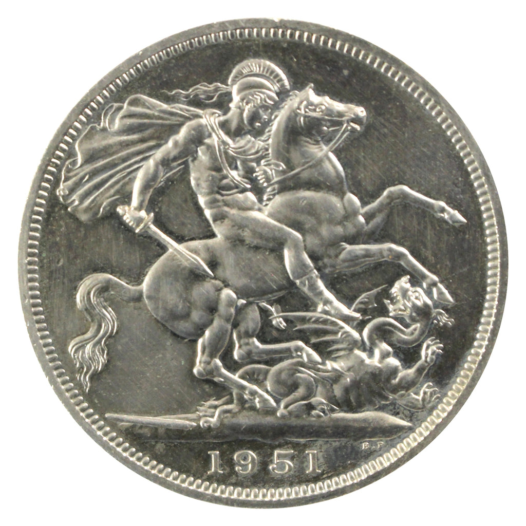 World Coins Great Britain 1951 Crown, Average Circulated Condition (May be lightly toned)