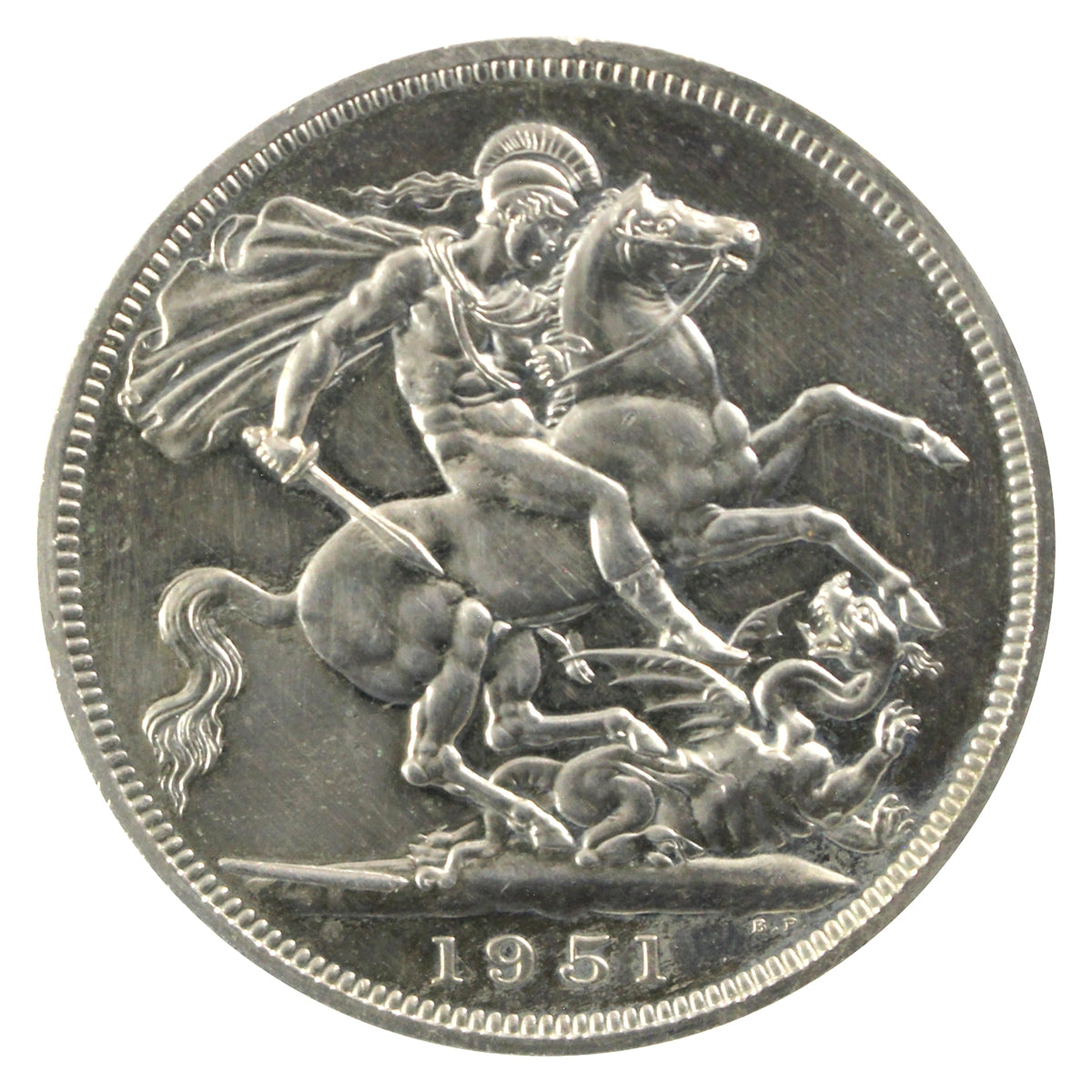 World Coins Great Britain 1951 Crown, Average Circulated Condition (May be lightly toned)