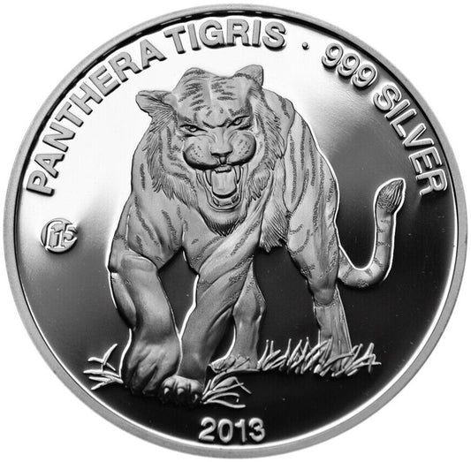 2013 Laos 1000 Kip F15 Privy Panthera Tigris Tiger ~20g Fine Silver (No Tax) Flaws