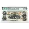 380-10-12-16a 1858 International Bank of Canada $5 Fitch, Small Blue Sig PMG Certified AU-55