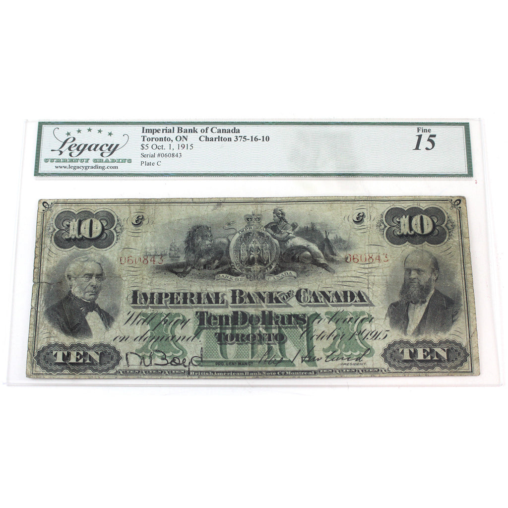 375-16-10 1915 Imperial Bank $5 Various-Howland, Legacy Certified F-15 (repaired)