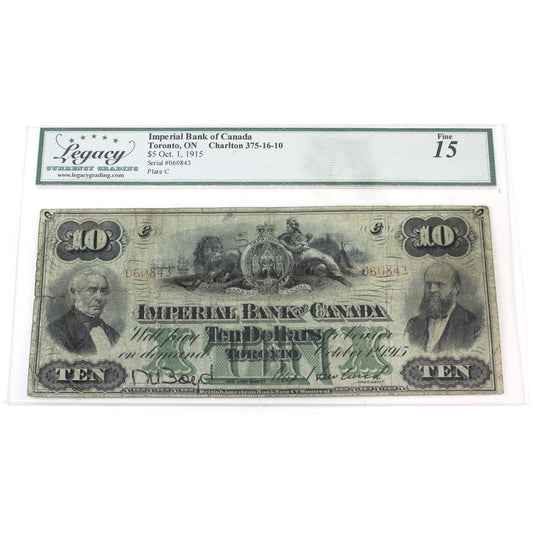 375-16-10 1915 Imperial Bank $5 Various-Howland, Legacy Certified F-15 (repaired)