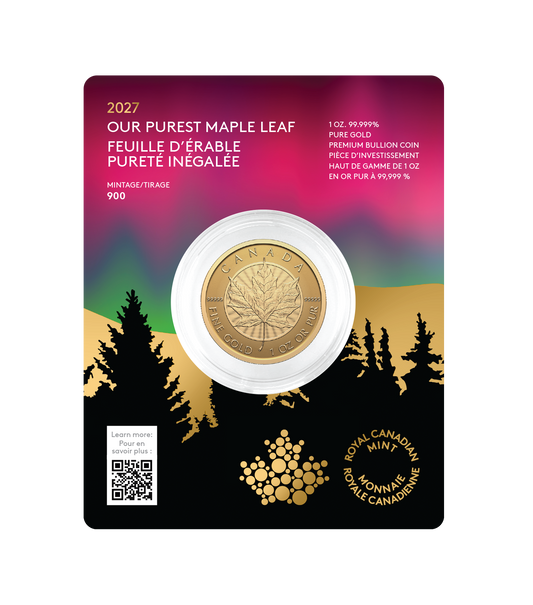 2027 Canada $200 Our Purest Maple Leaf (Premium Bullion) 1oz. Pure Gold Coin (No Tax)