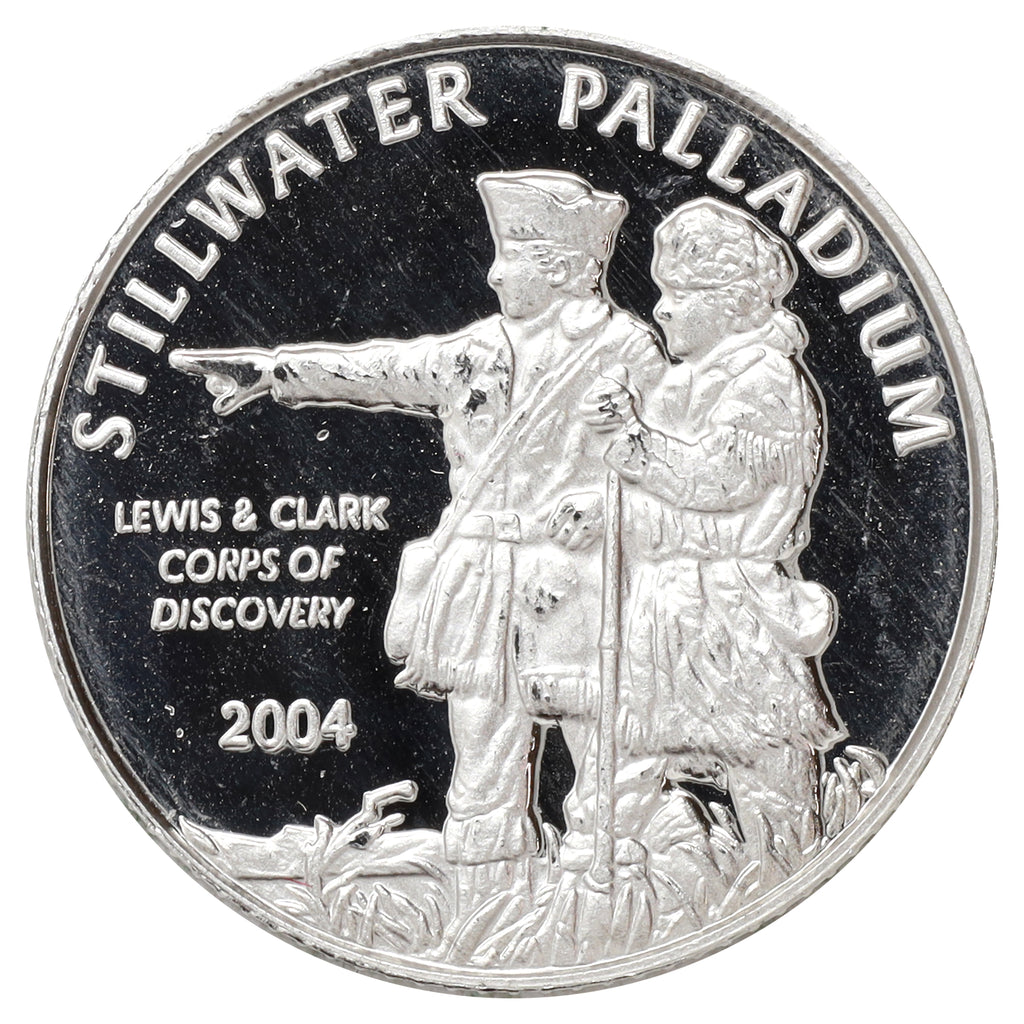 PALLADIUM: JM 2004 Stillwater Lewis & Clark 1/10oz. .9995 Palladium Round (light toning)