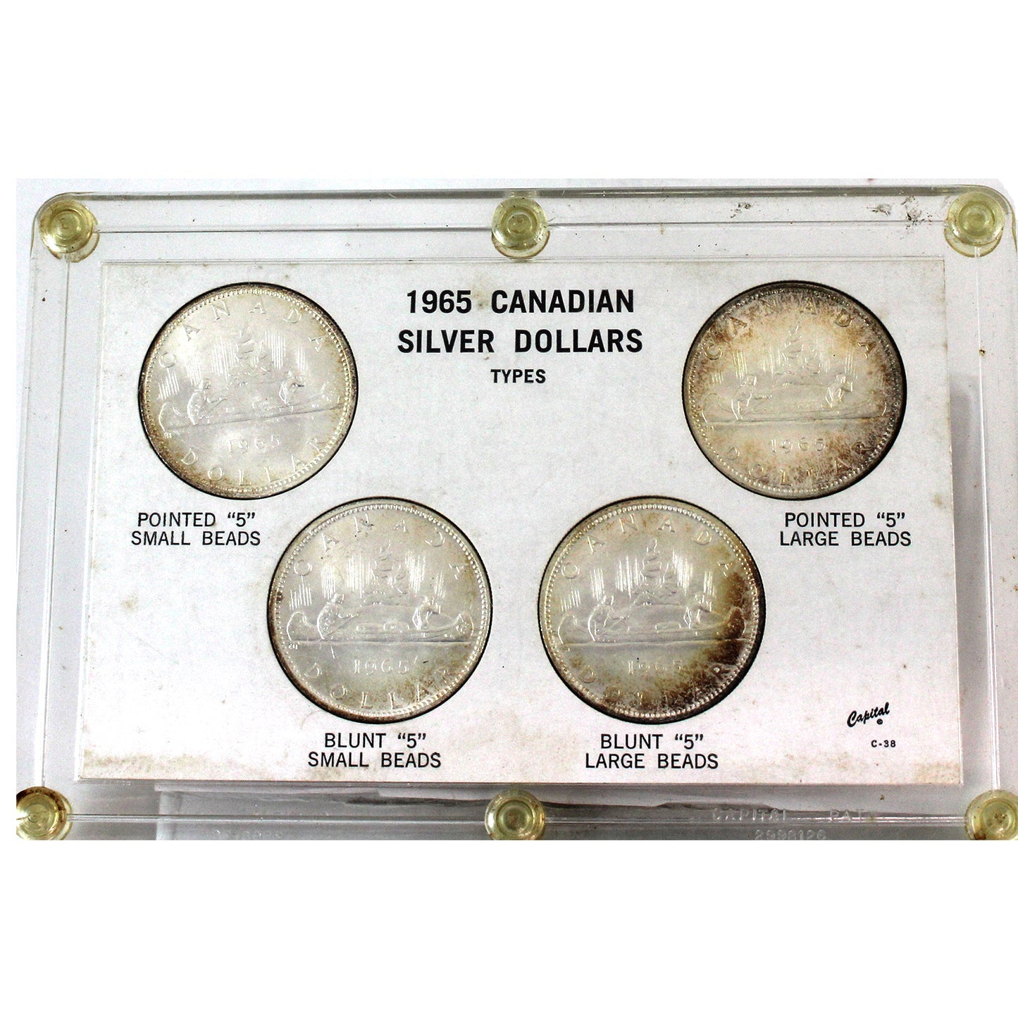 Set of 4x 1965 Canada Silver Dollar Types in Case (Issues)