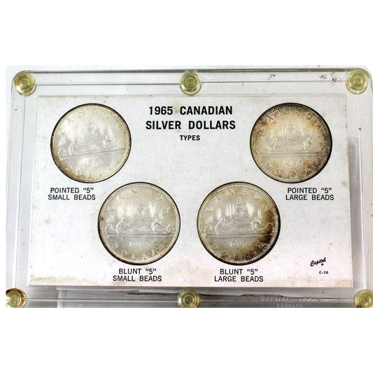 Set of 4x 1965 Canada Silver Dollar Types in Case (Issues)