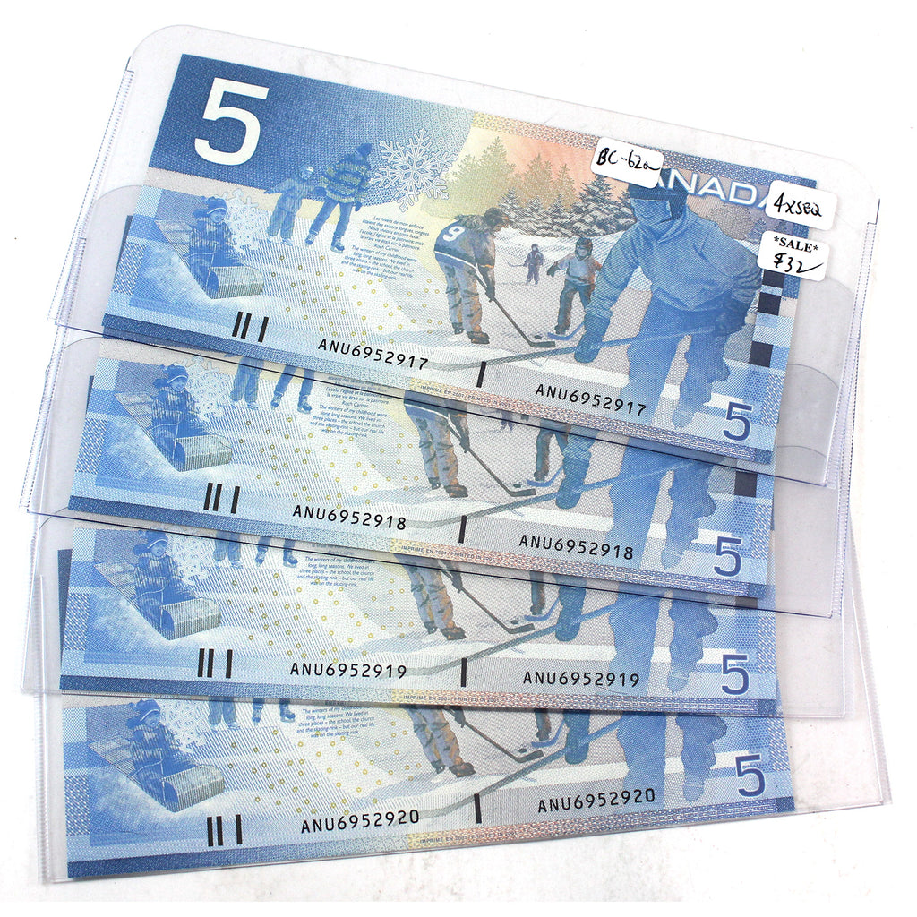 4x Sequential 2002 Canada $5 Knight-Dodge, 4Pcs.