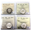 Lot of 4x 1962-1967 Canada 25-Cents ICCS Certified All MS-65, 4Pcs.