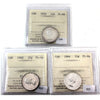 Lot of 3x 1959-1964 Canada 25-Cents ICCS Certified All PL-66, 3Pcs.