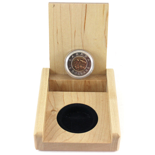 2001 Canada $2 Specimen Polar Bear in Maple Case