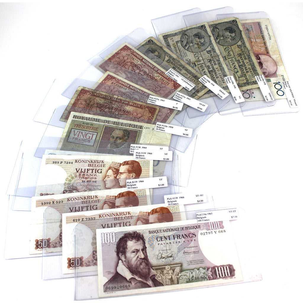 Lot of 13x 1938-1981 Belgium Notes, VG to VF-EF, 13Pcs. (Impaired)