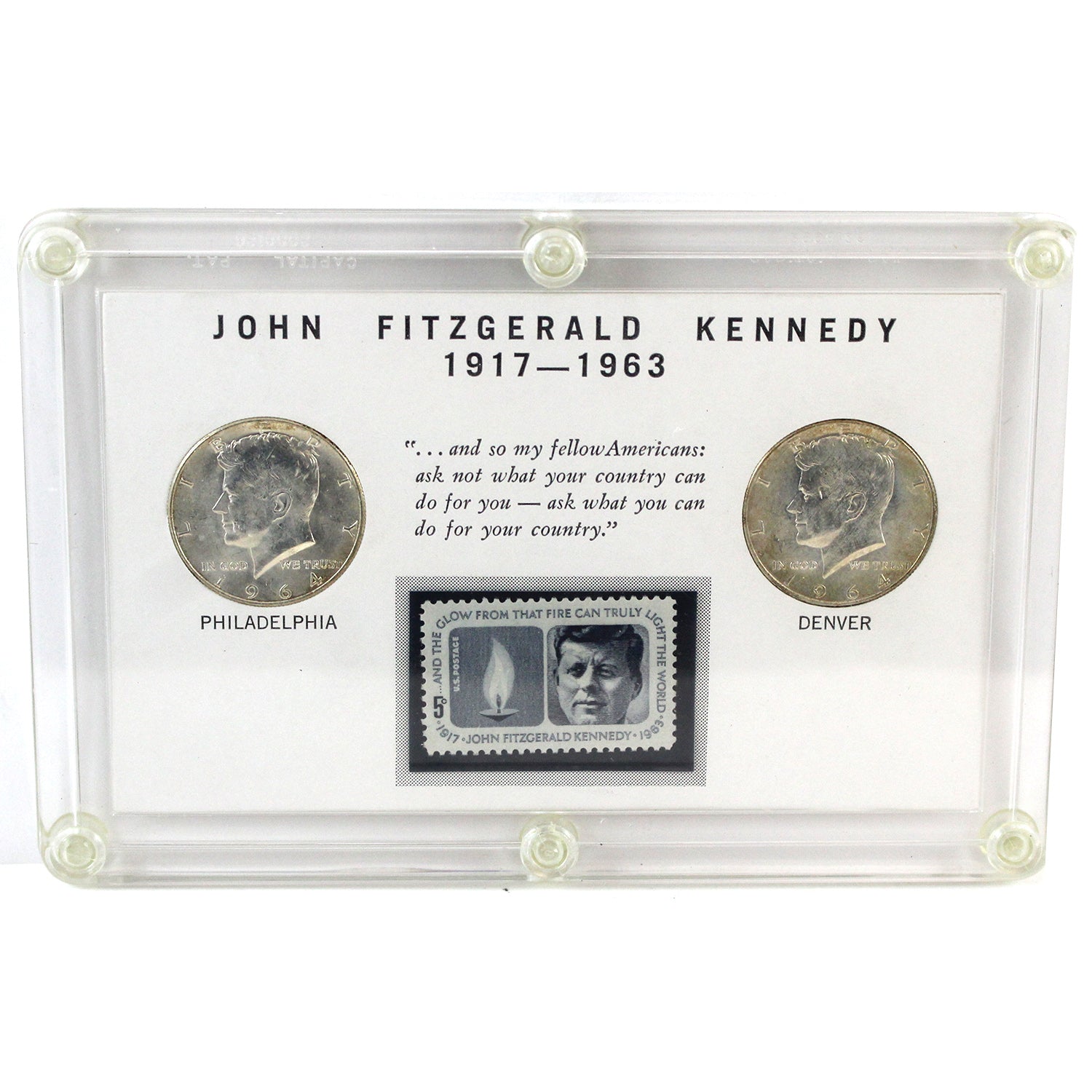 John F. Kennedy Commemorative Coin and Stamp Set – Colonial Acres