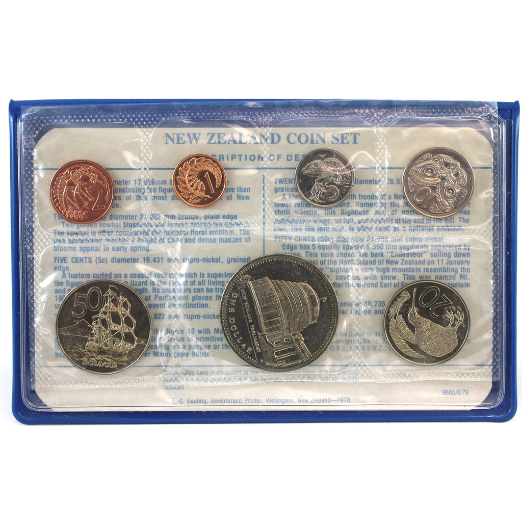 1978 New Zealand Treasury Souvenir 7-Coin Set W/CoA