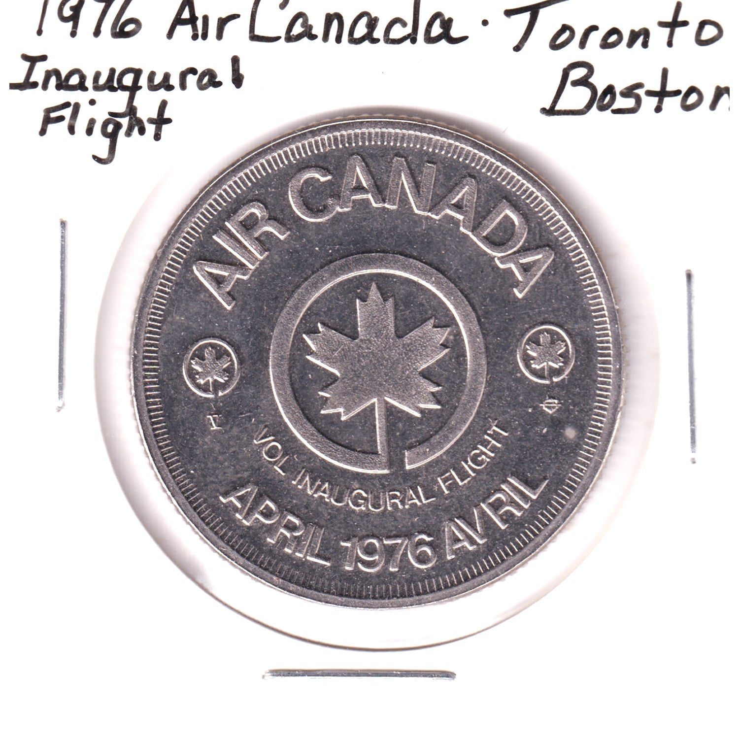 1976 Air Canada Toronto to Boston Inaugurail Flight Token – Colonial ...