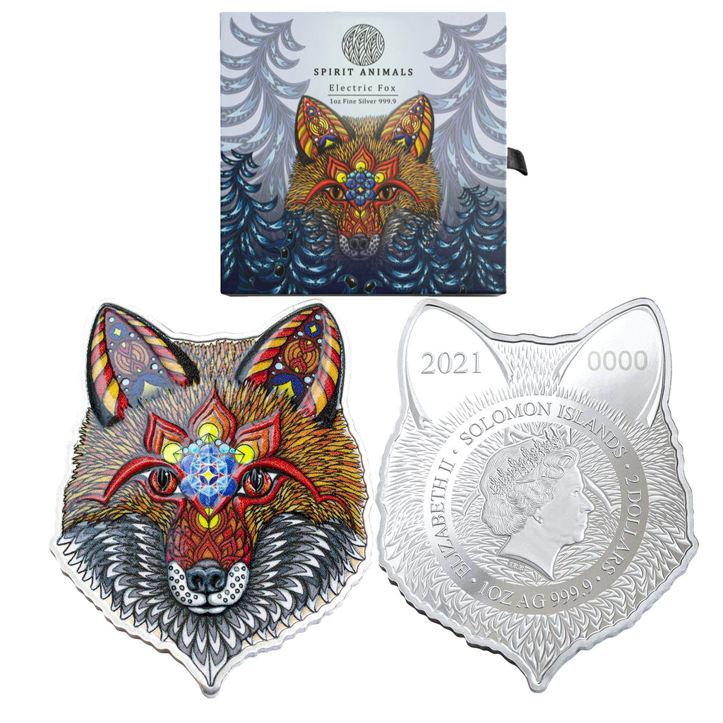 2021 Solomon Islands $2 1oz .999 Fine Silver Coin Spirit Animals-Electric Fox (No Tax)
