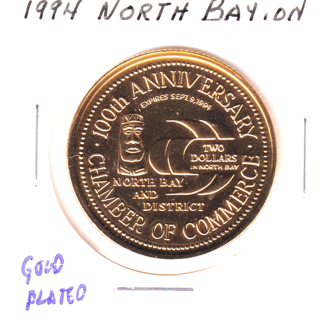 1994 North Bay, ON 100th Anniversary Chamber of Commerce Gold Plated Token