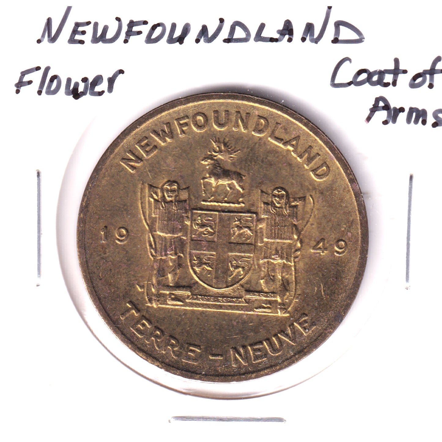 1949 Newfoundland Coat of Arms Flower Token
