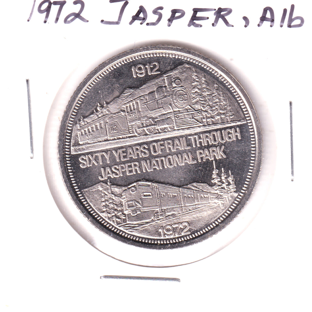 1972 Jasper, AB 60 Years of Rail Through Jasper Souvenir Dollar Token