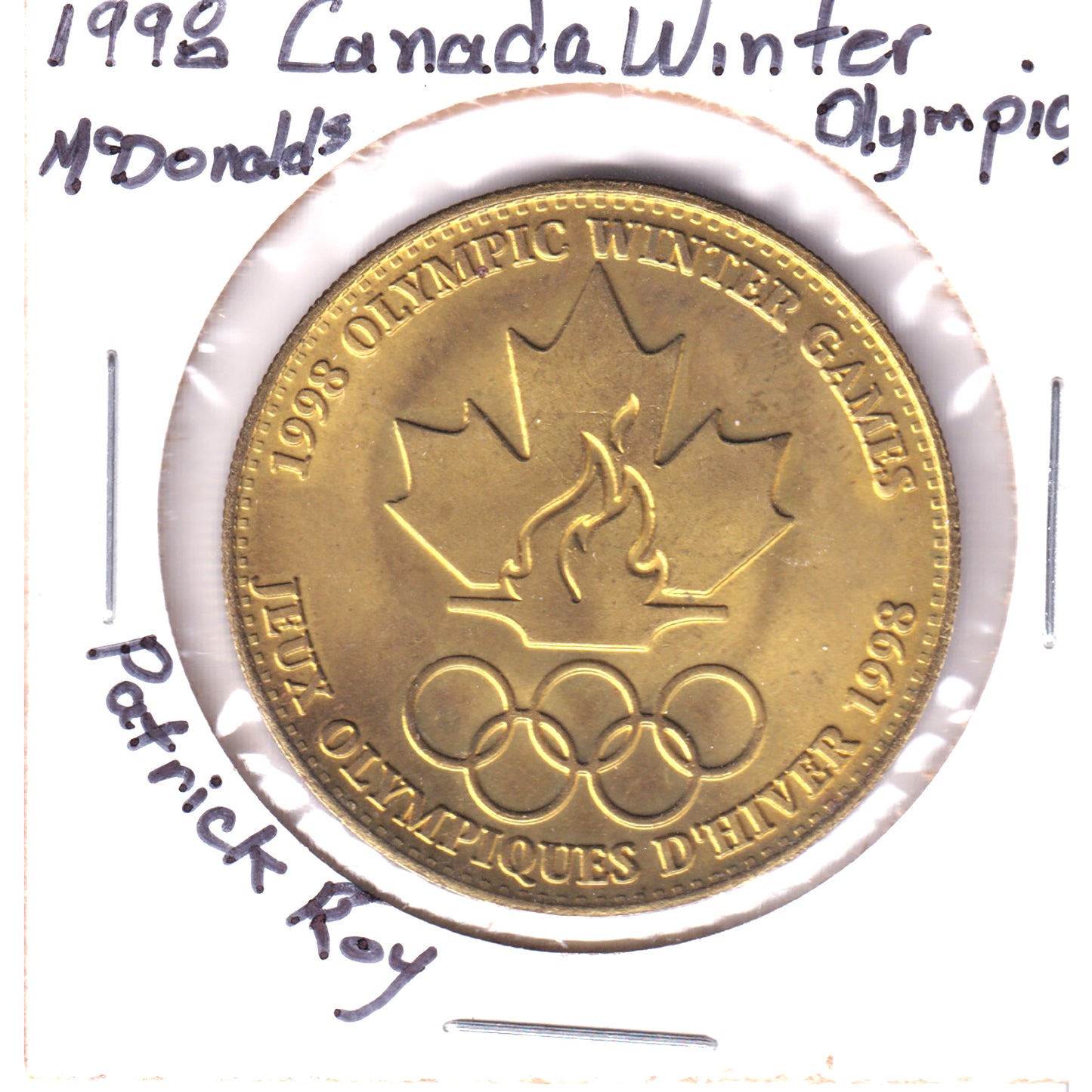 1998 McDonalds Canada Winter Olympics Patrick Roy Token