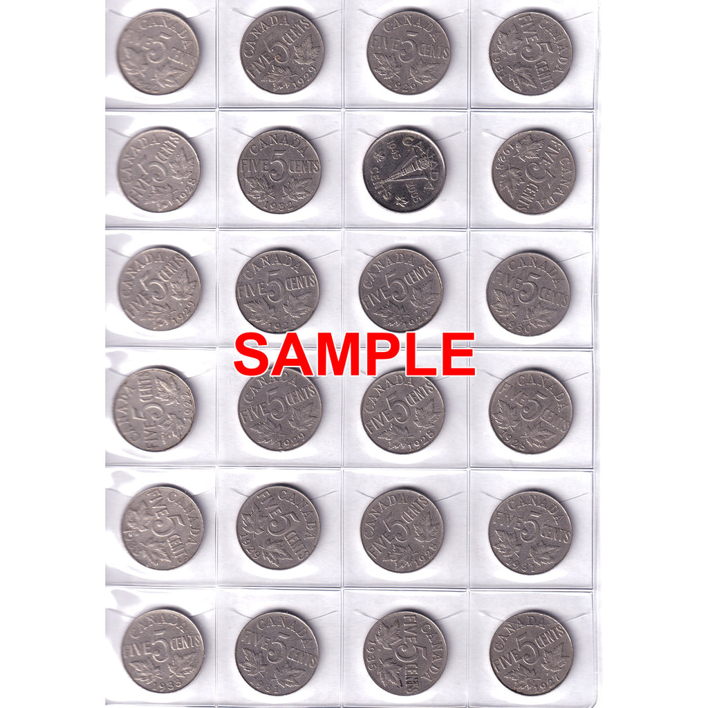 1922-1965 Canada 5-Cents Collection in Uni-Safe Album