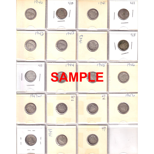 Lot of 97x 1940-2007 Canada 10-Cents in Blue Binder, 97Pcs. (Sold As Is)