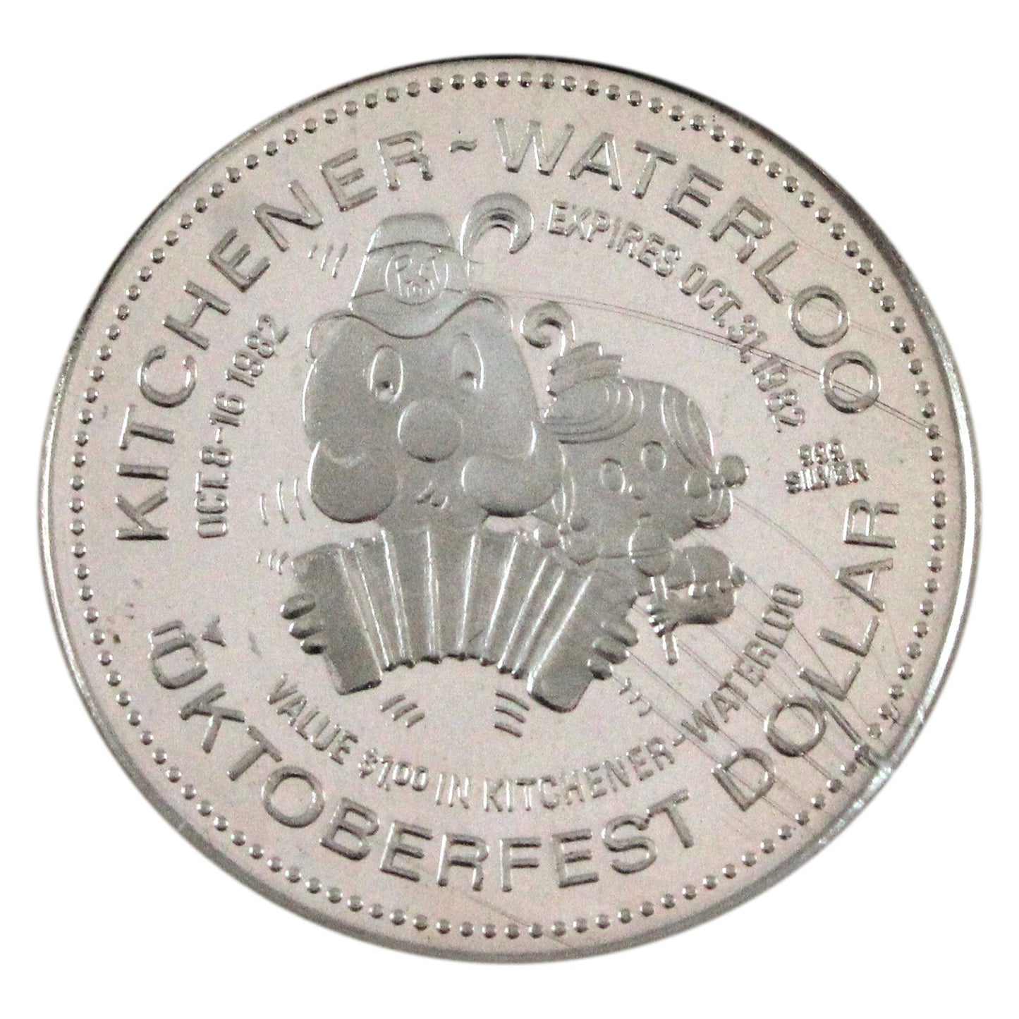 1982 Kitchener-Waterloo Silver Oktoberfest Trade Dollar .999 Silver (No tax)