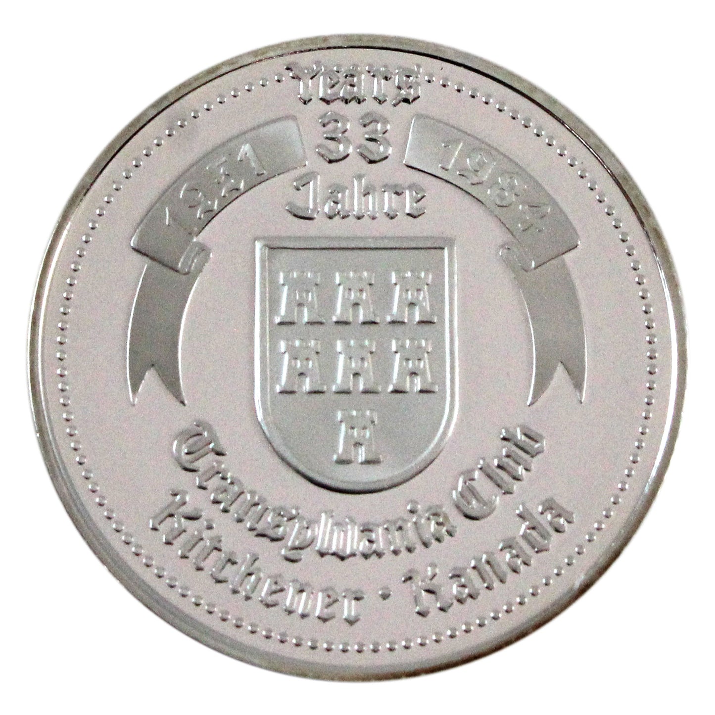 1984 Kitchener-Waterloo Silver Oktoberfest .999 Silver Trade Dollar (No Tax) light toning
