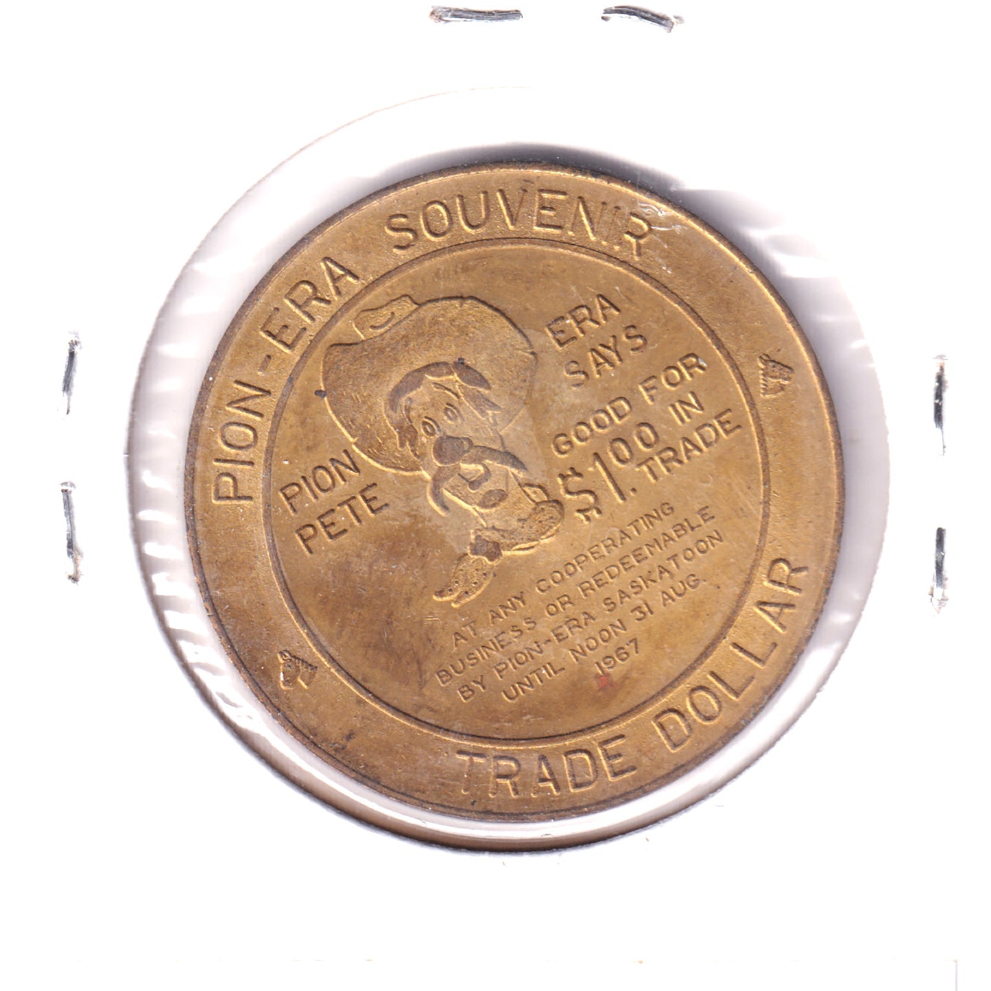 1967 Saskatoon, Saskatchewan Centennial Trade Dollar Token
