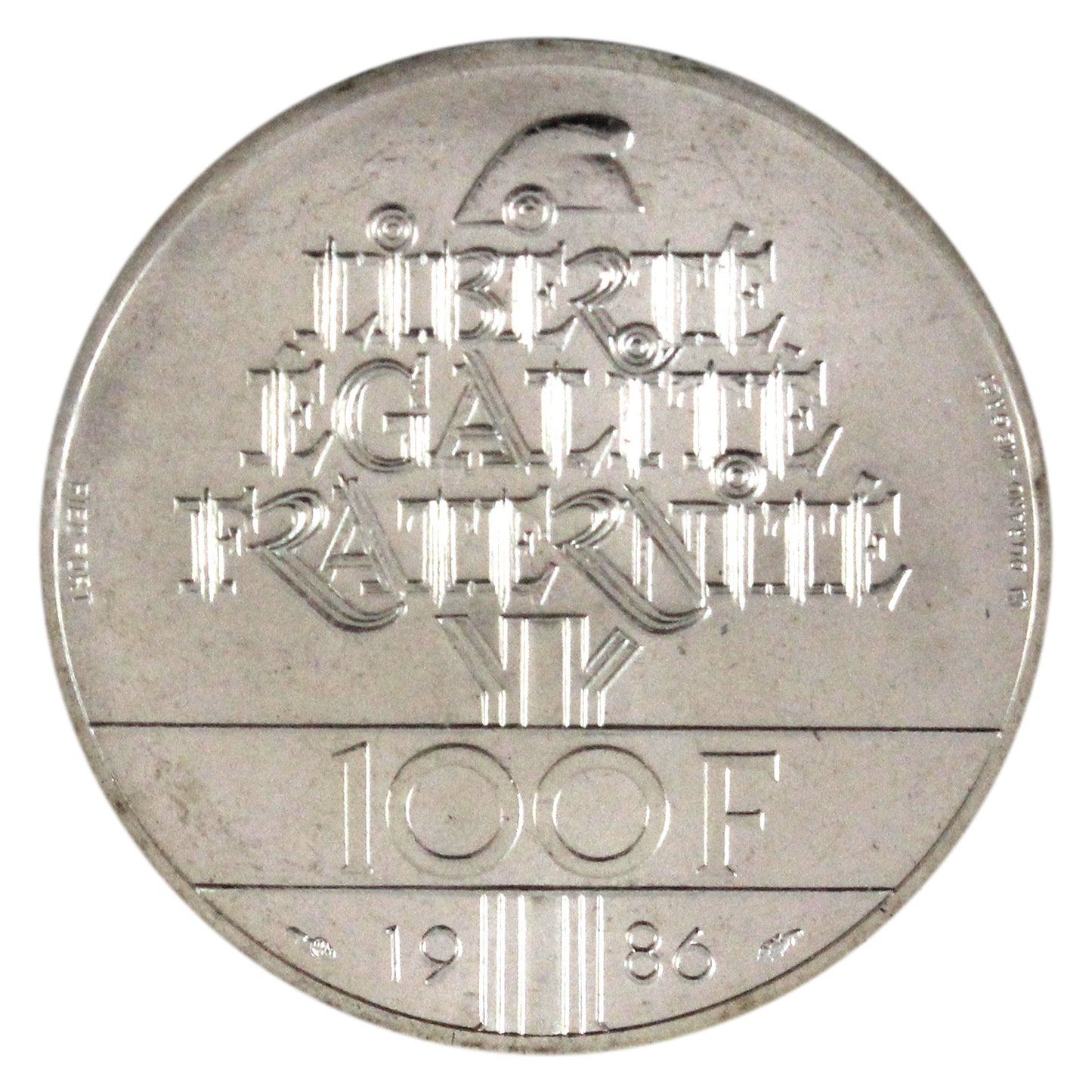 France 1986 100 Francs Statue of Liberty Centennial Coin with Stand (scratched capsule)