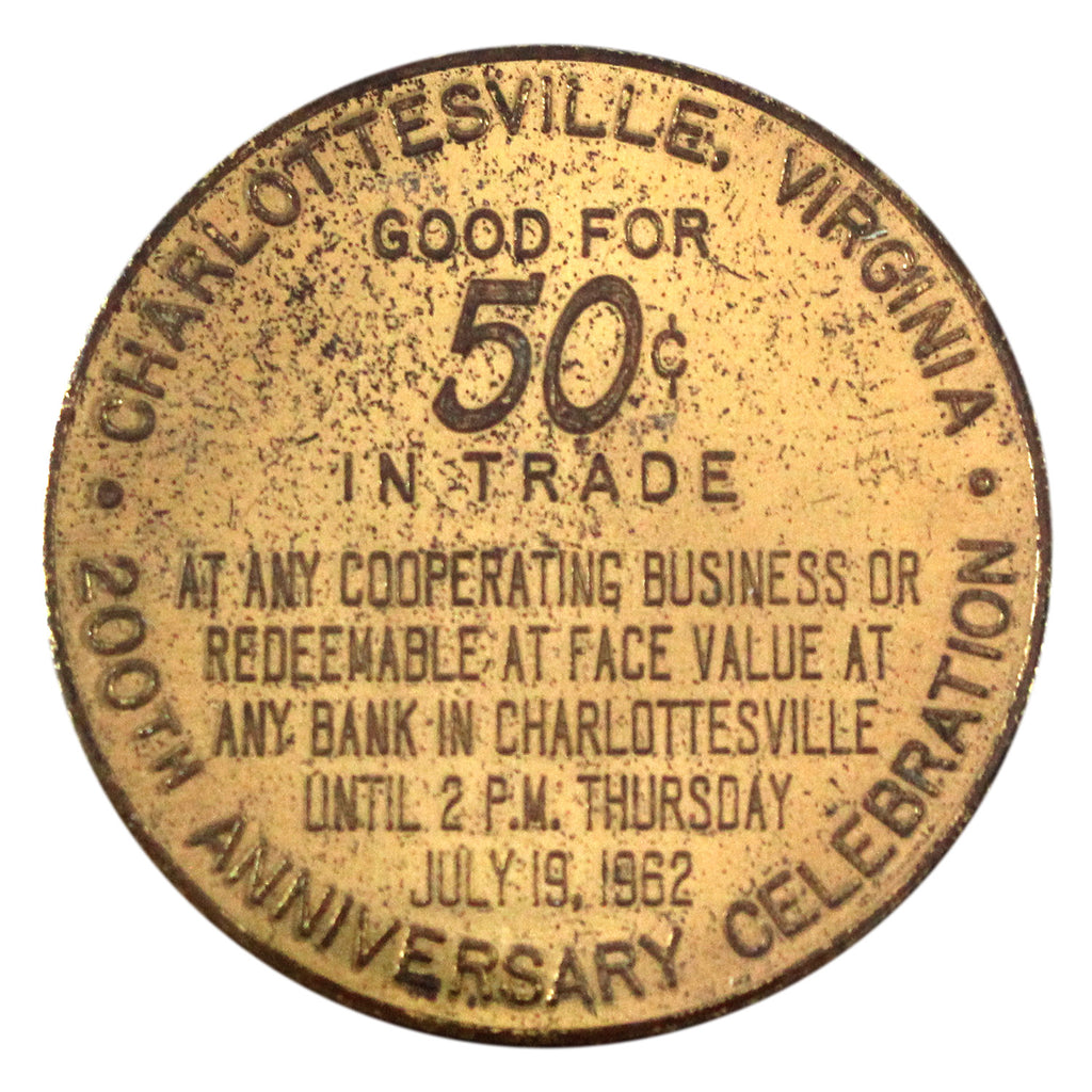 1962 Charlottesville, Virginia 50-Cents Trade Token
