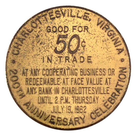 1962 Charlottesville, Virginia 50-Cents Trade Token