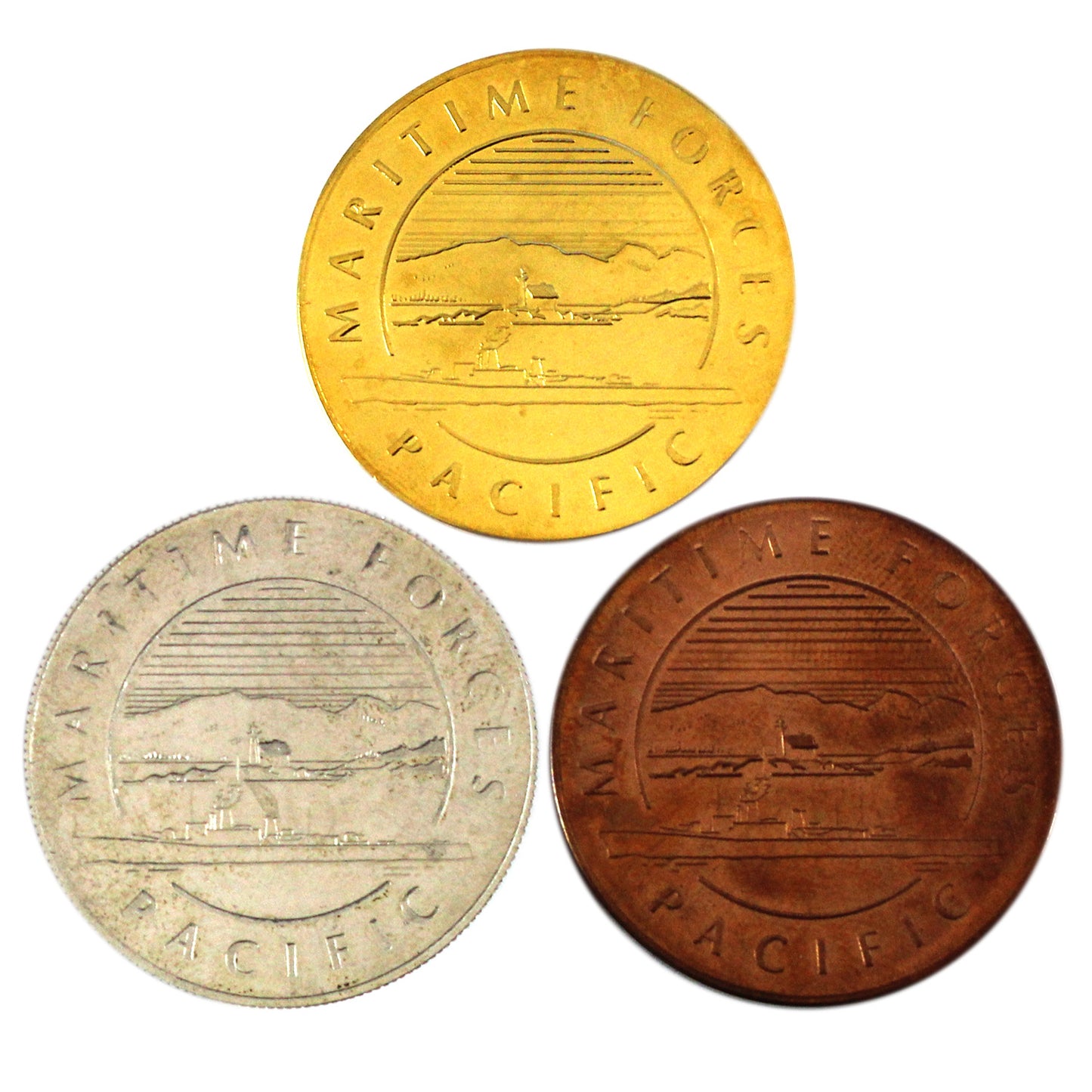 Lot of 3x Canada Maritime Forces Silver, Gold & Copper Plated Medals (Scratched) 3pcs