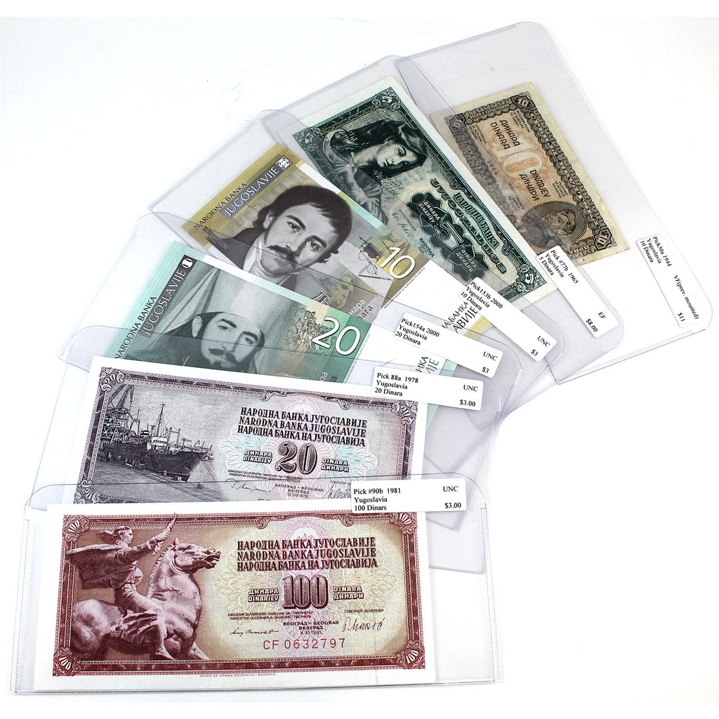 Lot of 6x 1944-2000 Mixed Yugoslavia Bank Notes, VF to UNC, 6Pcs.