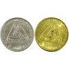 Pair of 1983 Moncton, NB Codia Transit Commission Brass & Nickel 1-Fare Tokens