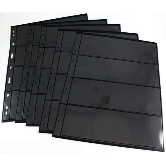 Uni-Safe 4-Pocket Pages (With Black Background) Fits Standard 3-Ring Binder. Receive 5 Pages