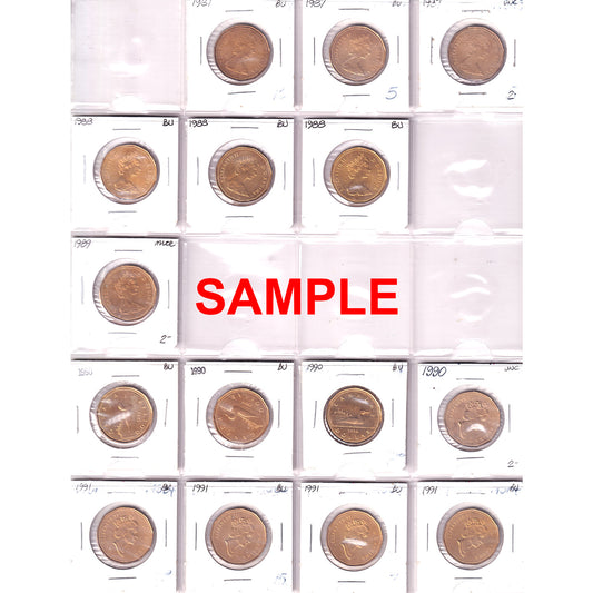 Lot of 148x 1987-2017 Canada Dollar in Black Uni-Safe Binder
