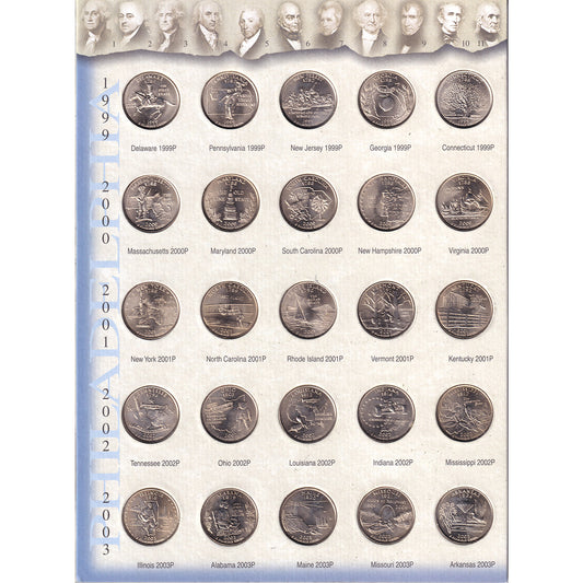 USA State Series Quarters 1999-2008 Complete 100 Coin Set (Impaired)