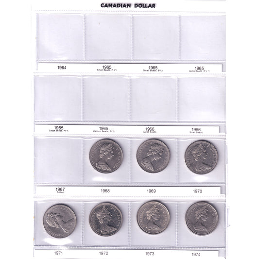 Lot of 19x 1968-1986 Canada Dollar Collection in Unisafe Binder