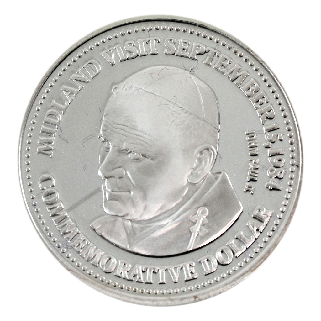 1984 Midland, ON, Silver Trade Dollar: Shrine & Papal Visit In Case (No Tax)