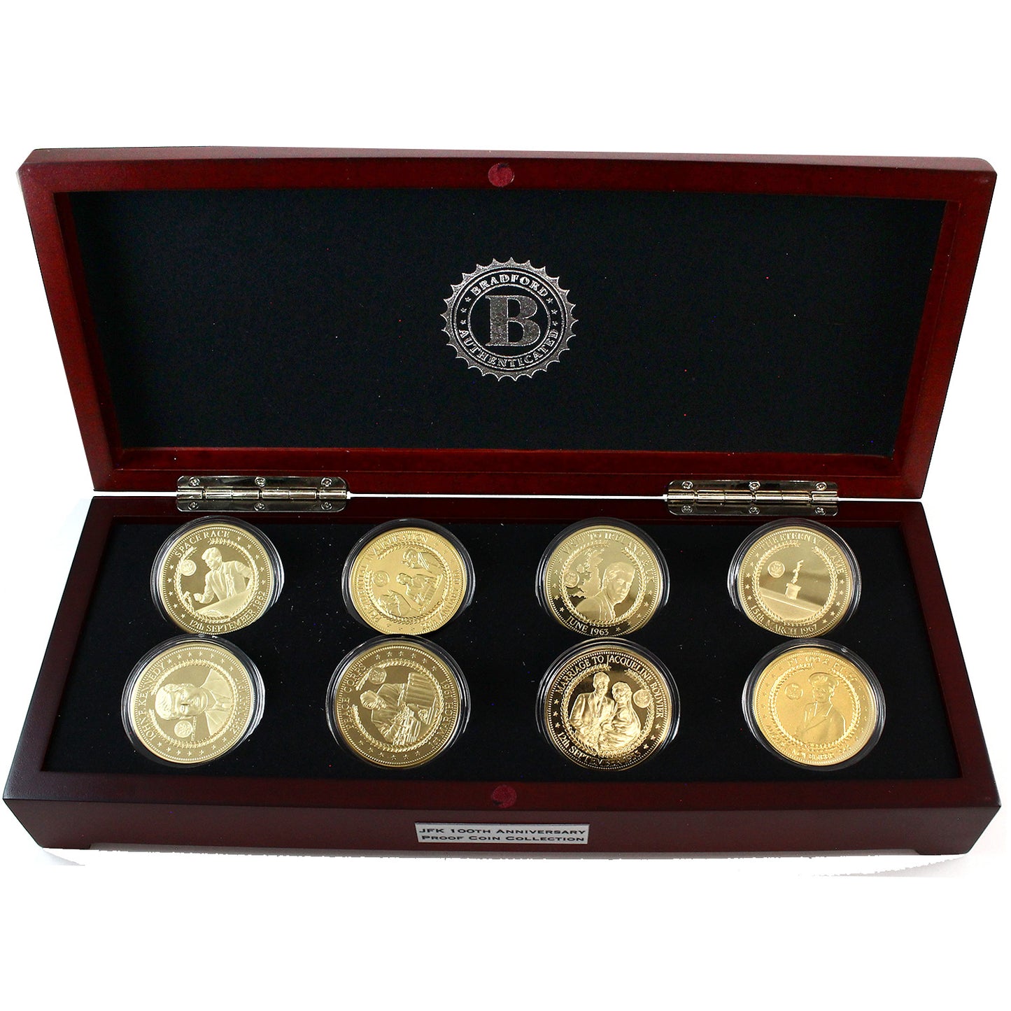 2017 USA JFK 100th Anniversary Gold Plated Proof 8-Coin Collection (No CoA, Scuffed)