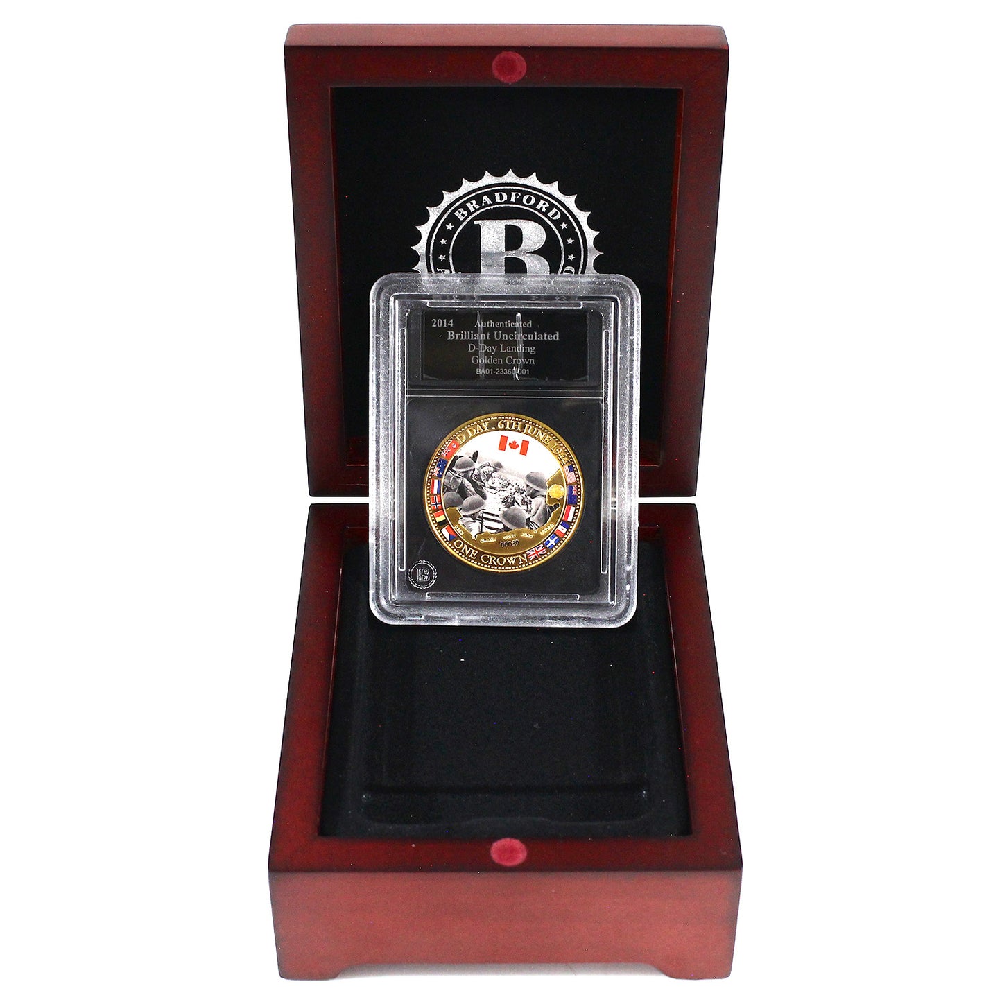 2014 D-Day Landing 24K Gold Plated Proof Crown Authenticated BU in Case (scuffing)