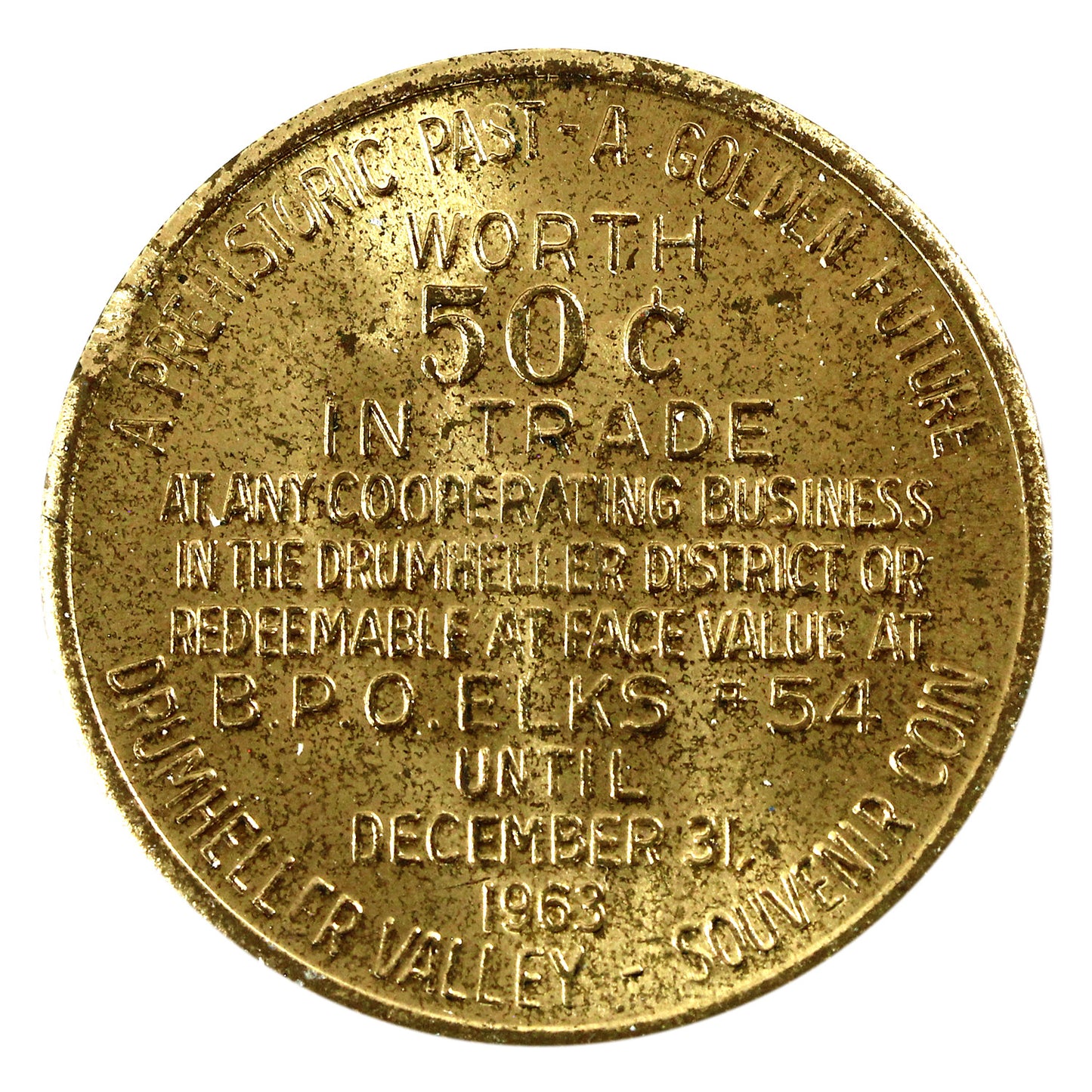 1963 Drumheller, AB - The Dinosaur Valley 50-cent Trade Token