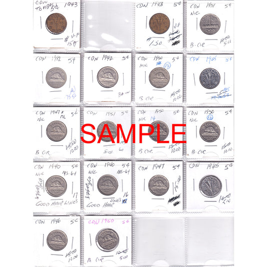 Canada Nickels Collection 1943-2012 in Binder
