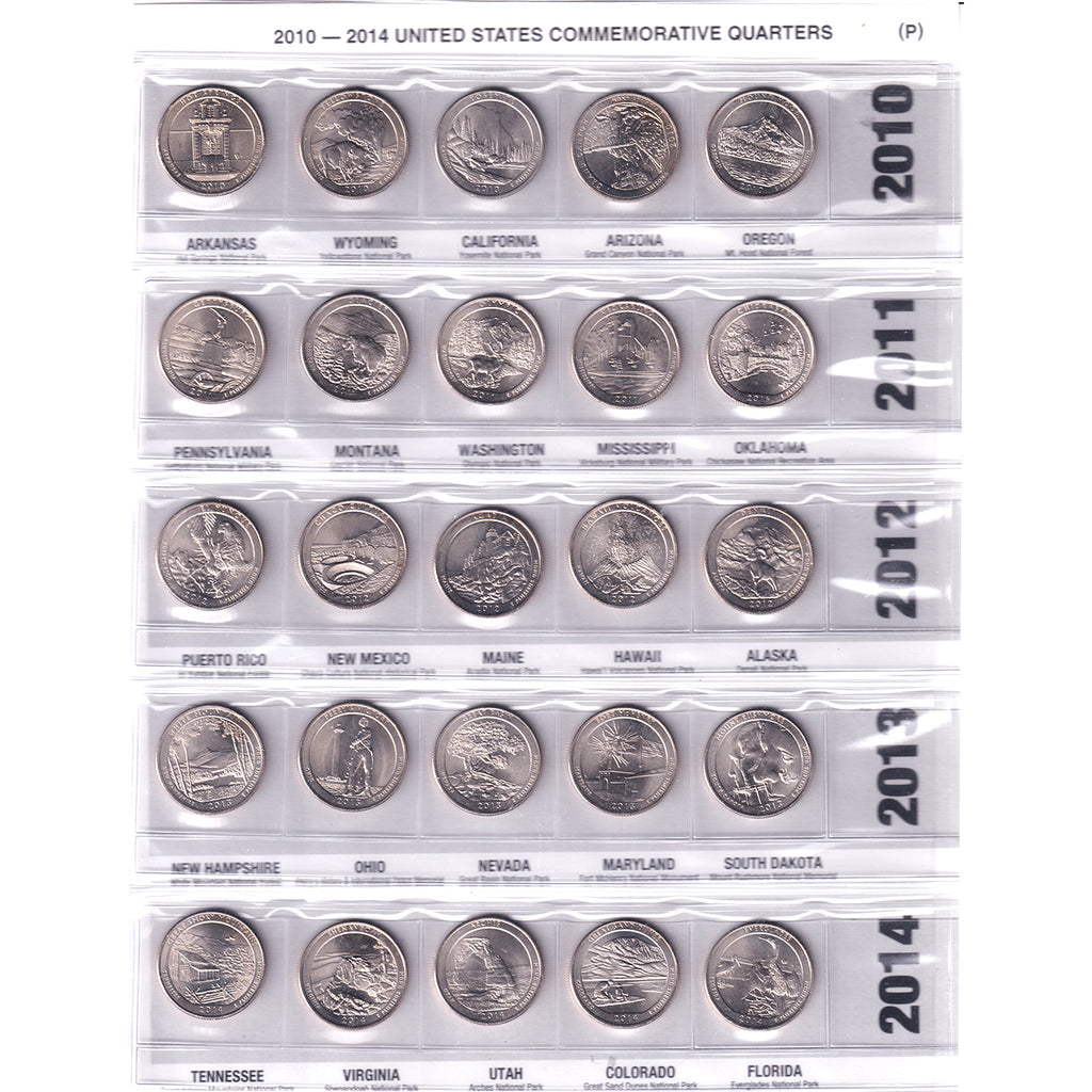 United States Commemorative Quarter Album 2010 to 2020 - P & D Mints (104 coins)