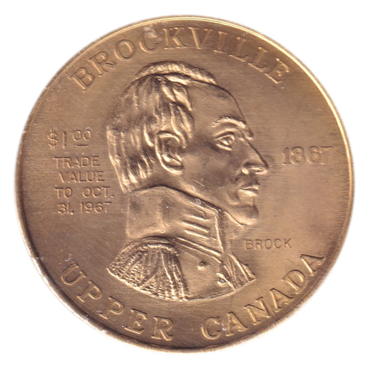 1967 Brockville, ON Canada's Centennial $1 Brass Trade Token