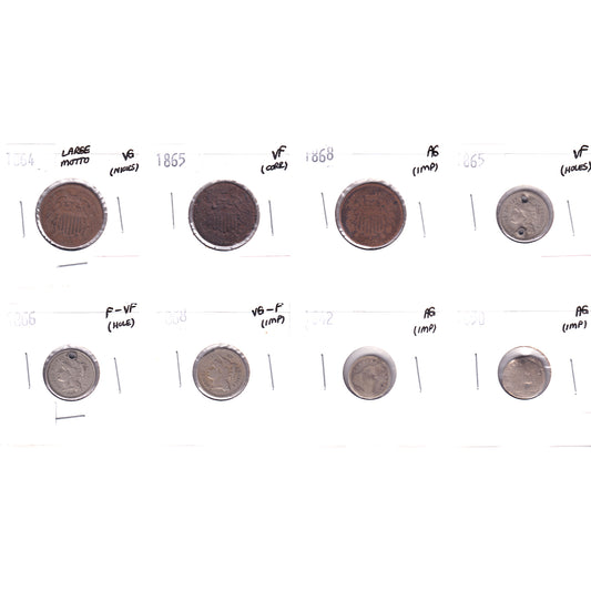 Lot of 8x 1842-1868 USA Decimal, AG to VF, 8Pcs. (Impaired)