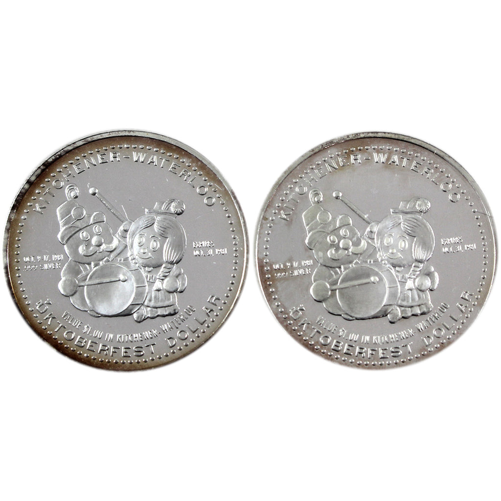 1981 Kitchener-Waterloo Oktoberfest .999 Silver Token (lightly toned) No Tax