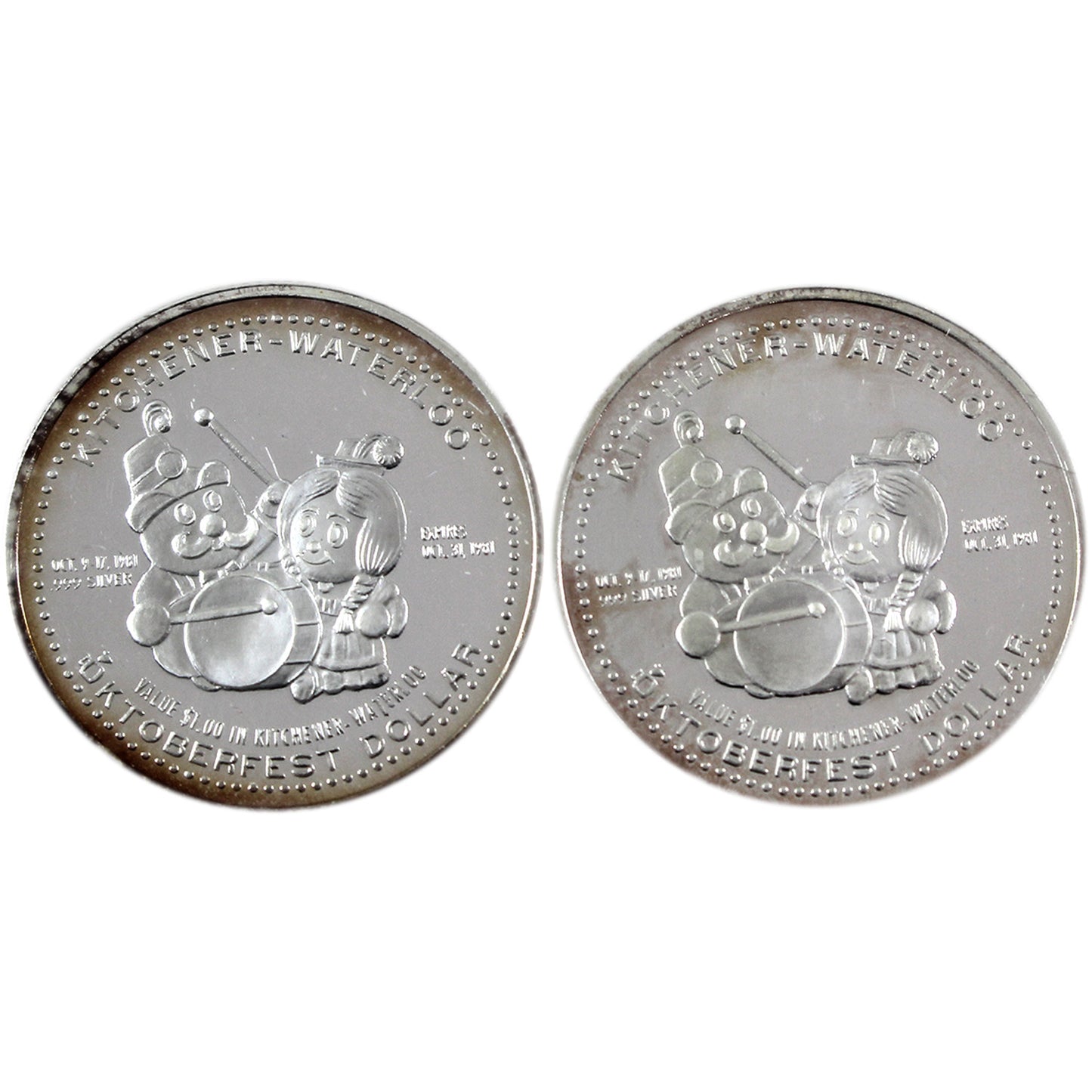 1981 Kitchener-Waterloo Oktoberfest .999 Silver Token (lightly toned) No Tax